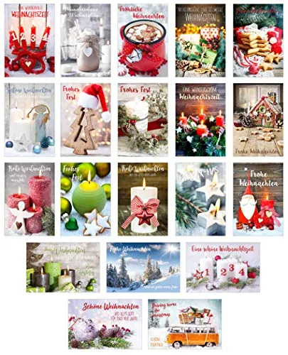 Edition Seidel Set 20 exklusive Premium Weihnachtskarten mit Umschlag. Doppelkarten/Klappkarten mit Briefumschlag. Weihnachten Karte Postkarte Weihnachtspostkarte