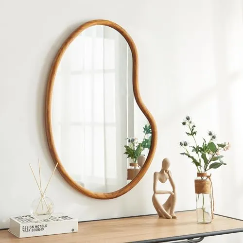 [en.casa] Wandspiegel Jokioinen mit Holzrahmen in Eiche-Optik 75 x 55 cm - Dekorative Wandspiegel, elegantes Design mit klarer Spiegelung und einfacher Montage, ideal für Bad, Flur oder Wohnzimmer.