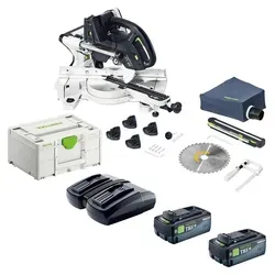 Festool KAPEX KSC 60 EB-Basic Kappsäge 18 V / 36 V 216 mm mit 2x Akku - Leistungsstarke Kappsäge für präzise Schnitte in Holz. Kompakt und mobil, ideal für den professionellen Einsatz. Inklusive 2 Akkus und Ladegerät für maximale Flexibilität.