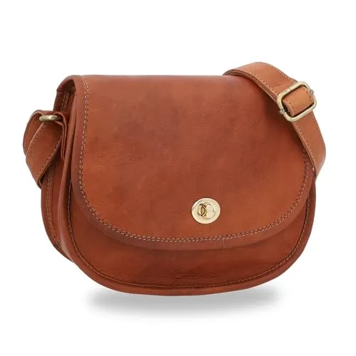 Gusti Leder Umhängetasche Alessa – Handgefertigte Ledertasche Damen im Vintage-Stil I Elegante Leder Handtasche Damen aus Ziegenleder