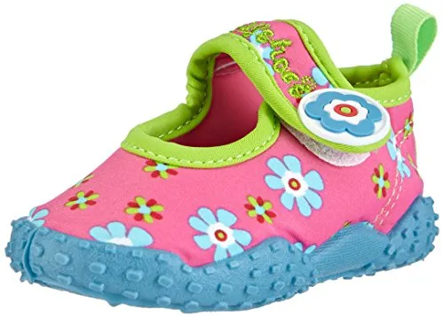 Playshoes Unisex Kinder Aquaschuhe Aqua-Schuhe Blumen, Pink Blumen, 24/25 EU