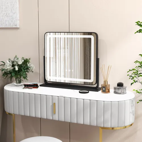 Hollywood Schminkspiegel mit LED-Beleuchtung - Kosmetikspiegel im modernen Design, ideal für perfektes Make-up dank LED-Beleuchtung, freistehend und perfekt für Badezimmer oder Schlafzimmer.