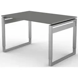 Schreibtisch StageOne Form 5 BxT 120x80cm grafit - Kinderschreibtisch mit höhenverstellbarem Bügelgestell und pflegeleichter Melaminharz-Beschichtung, ideal für ergonomisches Arbeiten und Ordnung durch integrierten Kabelkanal.