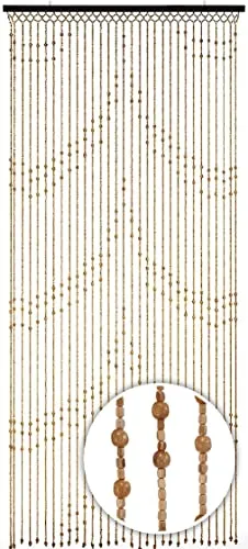 Kobolo Türvorhang Holzperlenvorhang Samara 90x200 - Raumteiler-Vorhang aus 100% Holz, bietet Insektenschutz und verleiht Ihrem Raum eine elegante Atmosphäre mit transparentem Design und glatter Oberflächenstruktur.