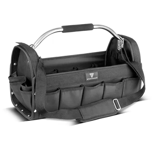 STAHLWERK Werkzeugtasche - 18 Außentaschen, 10 Innentaschen, tragbar - Robuste Werkzeugtasche aus strapazierfähigem Polyester mit 18 Außentaschen und 10 Innentaschen für optimalen Stauraum und schnellen Zugriff auf Werkzeuge.