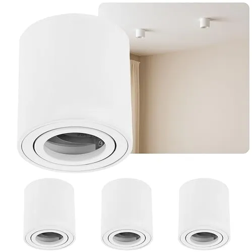 Sweet Led Aufbaustrahler GU10 Aufbauspot rund Deckenspots weiß matt Aufbauleuchte aus Aluminium Deckenstrahler schwenkbar Aufputz 230V Deckenleuchte 4er Pack