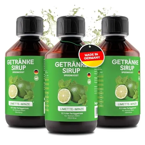 hCGC Immunsystem Sirup - SpeedBoost 3x 250ml, Vegan - Zuckerfreies Getränkekonzentrat für 12,5L Fertiggetränk - Fruchtsirup Immunsystem Booster mit Vitaminen & L-Carnitin | Limette-Minze