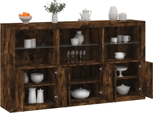 vidaXL Sideboard mit LED-Leuchten in Räuchereiche