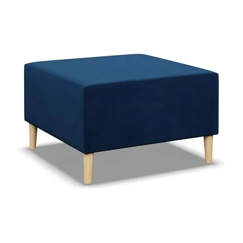 Mebligo - Puff Hocker BLANK, Fußhocker für Sessel, Couch Hocker, Sofa Hocker, Sitzhocker, Hocker Wohnzimmer, Bequemer Hocker als Auflage, Sitzpuff, Beine und Tisch - 71x71x40cm Marineblau