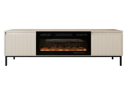 MIRJAN24 TV-Schrank Ozmi 2K EF mit Kamin - TV-Halterung mit realistischer LED-Flamme und push-to-open Funktion, ideal für stilvolle Wohnzimmer.