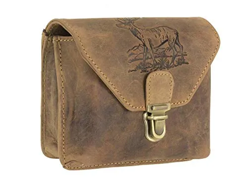 Greenburry Vintage Outdoor Rindleder Gürteltasche - Gürteltasche aus hochwertigem Rindleder, robustes Design mit Hirschmotiv, ideal für Outdoor-Aktivitäten und Herrenmode.