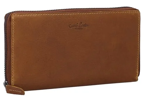Gusti Geldbörse Leder - Cara Portemonnaie Geldbeutel Kartenetui Vintage Damen Braun Leder