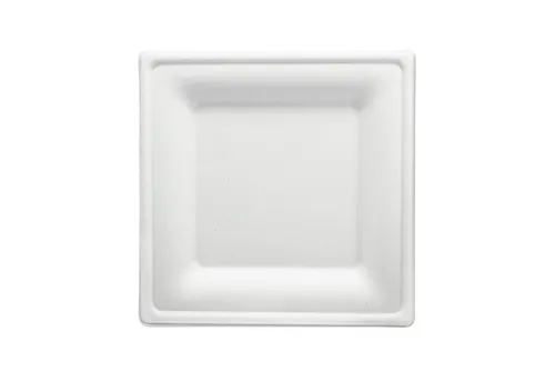 wisefood Einwegteller Bagasse Teller - 16cm (quadratisch, weiß), (200 St)