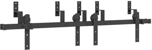 vidaXL Schiebetürbeschlag-Set 152,5 cm Stahl Schwarz - Türsicherungen für einfache und leise Schiebetüren. Ideal für platzsparende Lösungen mit robustem, pulverbeschichtetem Stahl und 80 kg Tragfähigkeit.