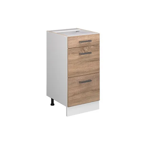 Vicco Unterschrank R-Line, Sonoma/Weiß, 40 cm mit Schubladen, ohne Arbeitsplatte