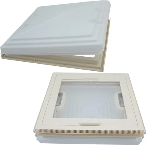 MPK Dachluke Dachfenster 40 x 40 cm mit Rollo für Wohnwagen - Hochwertige Dachhaube 40 x 40 cm für Wohnmobile, ideal für Dachstärken von 4,2 bis 7 cm. Mit Moskitonetz und Verdunkelungsrollo für optimalen Lichtschutz und Belüftung.