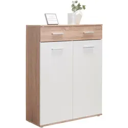 Carryhome Schuhschrank in Weiß und Sonoma Eiche - Schuhschrank mit 8 Fächern und 1 Schublade, ideal für eine übersichtliche Schuhaufbewahrung und passt perfekt zu jedem Einrichtungsstil.