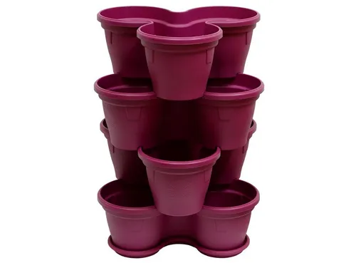 Engelland Blumenständer Säulentopf – Hochbeet, Kräuterbeet (4 St., 11 L) - Engelland - Stapelbarer Säulentopf mit Untersetzer für kreative Pflanzenarrangements. Platzsparend und robust aus witterungsbeständigem Kunststoff, ideal für Innen- und Außenbereich.