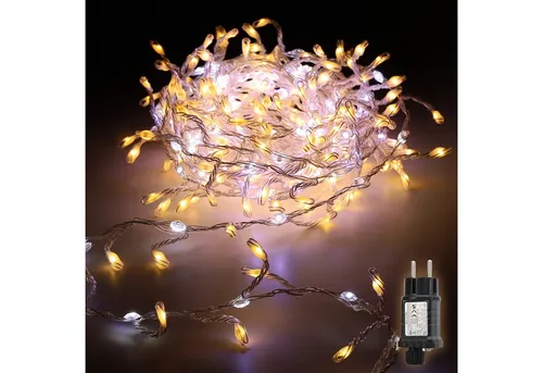 Salcar LED-Lichterkette LED Lichterkette Außen Warmweiß & Kaltweiß Lichterkette Weihnachtsbaum, 14 Modi, 3m 160 LED Weihnachtsbeleuchtung Weihnachtsdeko