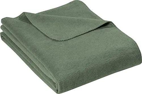 Erwin Müller Wohndecke Brescia Uni grün Größe 150x200 cm - schmuseweicher Flor, mollig warm und temperaturausgleichend
