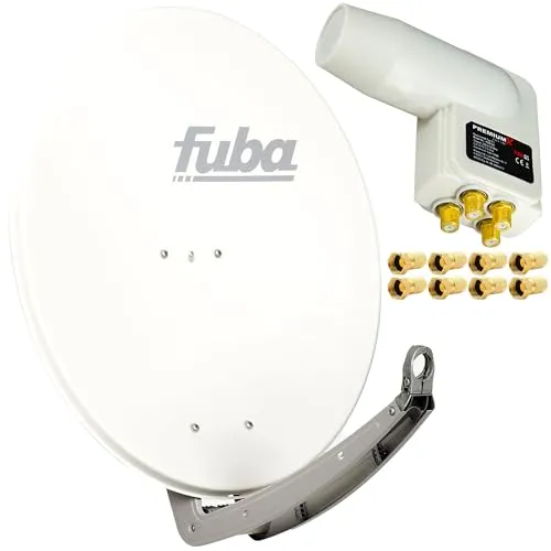 Fuba DAA 780 W 74x84cm Satellitenschüssel mit PremiumX LNB Quad - SAT-Antennen mit hochwertiger Alu-Satellitenschüssel und rauscharmem LNB für bis zu 4 Teilnehmer. Ideal für FullHD, 3DTV, HDTV und 4K-UltraHD ohne zusätzliche Verteiler.