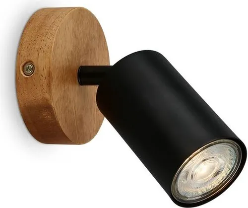 Wandlampe Wandleuchte retro rustikal 1xGU10 9W Ø9 cm schwarz holz Briloner