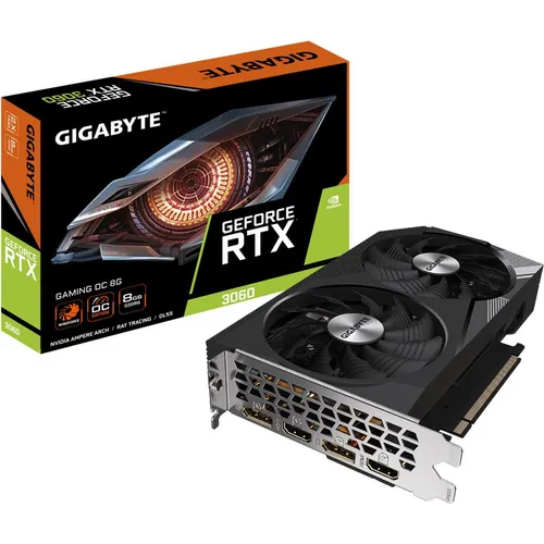 Gigabyte GeForce RTX 3060 Gaming - 8 GB Grafikkarte, leistungsstark für flüssiges Gaming und kreative Anwendungen