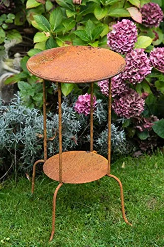 KUHEIGA Stabiler Beistelltisch - Cocktailtisch Nachttisch aus Rost - Beistelltische fürs Wohnzimmer, stabil und ohne Schrauben, aus robustem Roheisen für einen rustikalen Look.