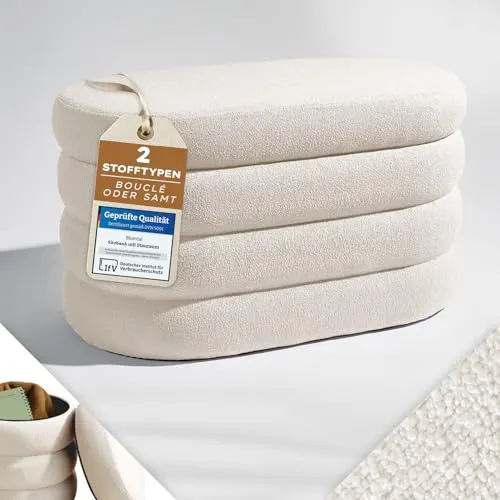 Blumtal Sitzbank mit Stauraum oval, Bouclé-Bezug