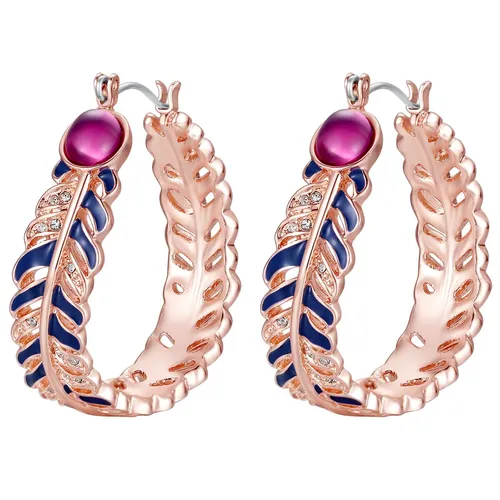 Lulu & Jane Creolen Feder roségold in pink von luluandjane