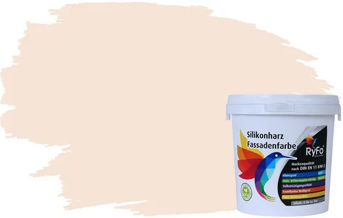 RyFo Colors Fassadenfarbe Silikonharz Fassadenfarbe Weißtöne, 1 L ca. 6 m², Wasserabweisend, diffusionsfähig, schützt vor Schmutz, Algen, Pilzen