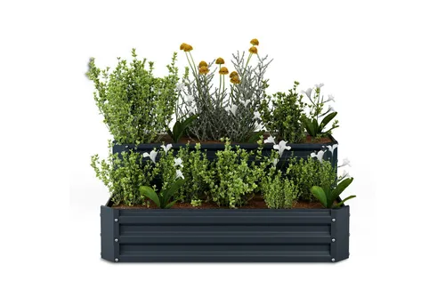 blumfeldt Hochbeet 120x90, Wetterfest & Korrosionsbeständig - Hochbeet-Kit aus robustem galvanisiertem Stahl mit 405 Litern Volumen, ideal für Gemüse und Kräuter. Offene Bodenstruktur sorgt für optimales Wurzelwachstum und einfache Montage.