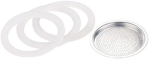 Cucina di Modena Espressokocher Dichtung: Ersatz-Dichtungsringe und Filter für Espresso-Kocher für 6 Tassen (Gummi-Dichtung für Espressokocher, Espresso-Ersatzfilter-Set, Kaffeemaschine)