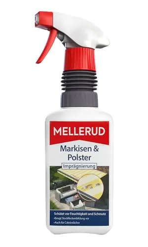 Mellerud Textilimprägnierung für Markisen und Polster, 500ml Spray - Optimaler Schutz vor Feuchtigkeit und Schmutz für Markisen und Textilien. Ideal nach der Reinigung zur langfristigen Konservierung und zur Vermeidung von Stockflecken.
