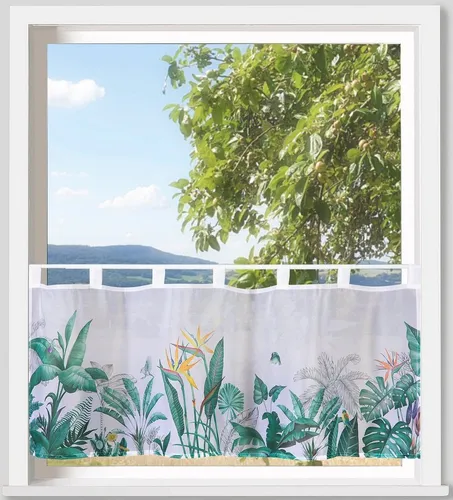 Weckbrodt Scheibengardine Strelitzie, 45x120cm, transparent, bedruckt - Die transparente Scheibengardine 