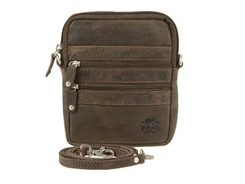 Bear Design Gürteltasche Dark Nature Herren Damen braun Leder Umhängetasche