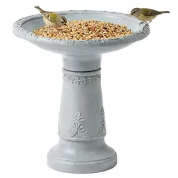 Vogeltränke Stehend für Wildvögel – Wetterfestes Vogelbad aus Harz, 48 x 48 x 51 cm - Elegantes Vogelbad in Grau, ideal für Wildvögel. Wetterfest und stabil, bietet es einen sicheren Platz zum Trinken und Baden. Perfekt für den Garten und zur Förderung der Vogelbeobachtung.