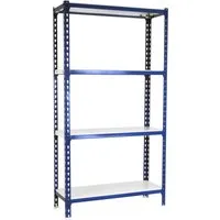 Proregal Schwerlastregal - Blau, Metall, 80x150x30 cm - Stabiles Schwerlastregal für Werkstatt und Heimwerken mit 4 verstellbaren Böden und einer Traglast von 180kg pro Ebene. Schneller Aufbau in nur 10-15 Minuten!