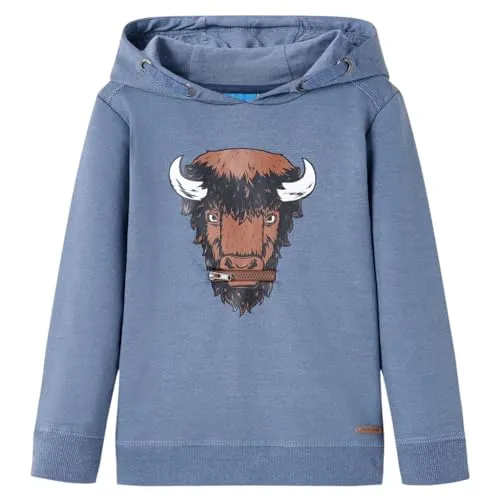 vidaXL Kinder Kapuzenpullover Pullover Hoodie Sweatshirt Jungen Blau Melange 116