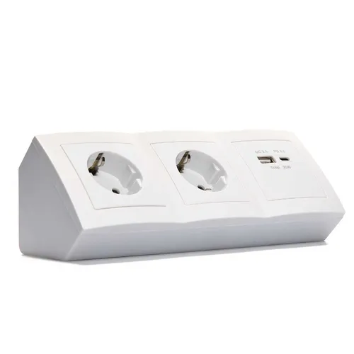 MC Power Steckdosenblock Flair - 2-Fach Steckdose + USB-C, modernes Design für Ecken und Kanten, 230V 16A, einfache Installation