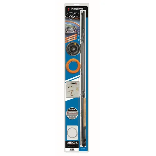 Jenzi Inspire Fliegen-Combo Ready to Fish Starterset - Angelruten Starterset mit 3-teiligem Design, ideal für Einsteiger im Fliegenfischen. Leicht und transportabel mit einer Länge von 96 cm für einfaches Handling.