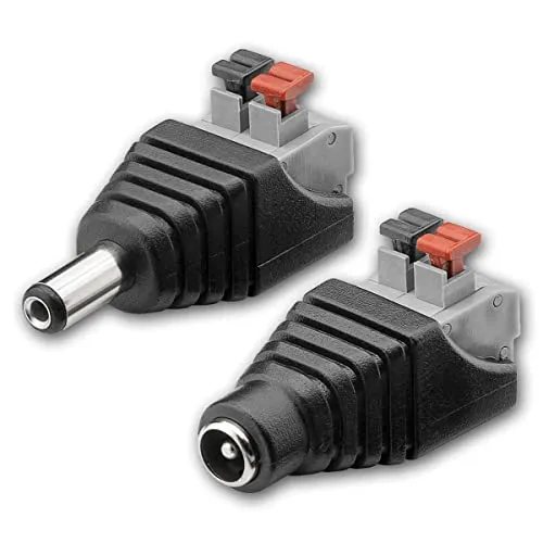 world-trading-net - DC-Steckerverbinder 5,5x2,1mm, 5mm Kontaktabstände, 2-Pin-Anschlussblock für schnelle Verdrahtung mit abisolierten Kabelenden