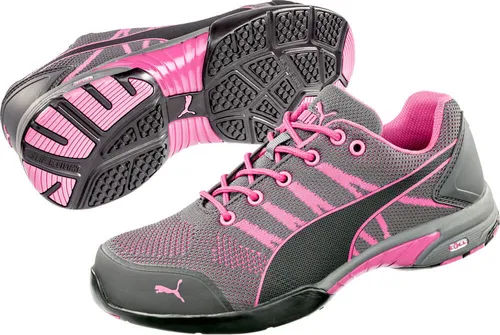 Puma-Safety Celerity Knit Low S1 Sicherheitsschuhe für Damen - Arbeitsschuhe & -stiefel mit Stahlkappe, atmungsaktiv und vegan. Ideal für Industrie und Handwerk, mit rutschfester Gummi-Laufsohle und hitzebeständig bis 300°C.