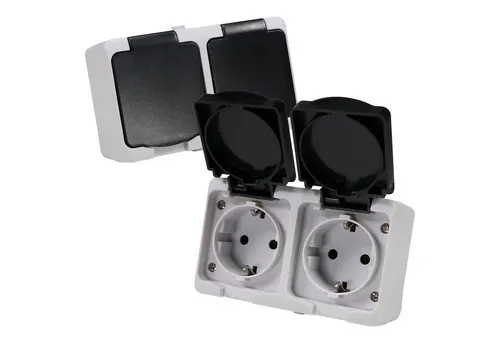 REV Ritter GmbH Aufputz-Steckdose 2er Set REV AquaMini Feuchtraum 2-fach Steckdose Doppelsteckdose, 2-St.