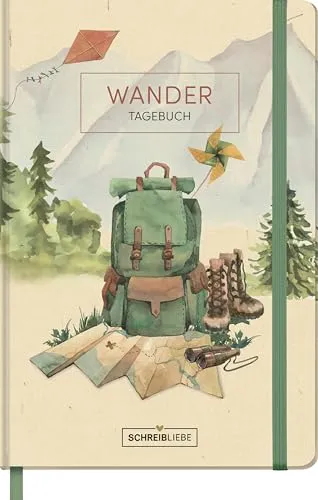 Wandertagebuch-Rucksack: Reisetagebuch 13 x 19 cm zum Ankreuzen und Ausfüllen, mit Lesebändchen und Gummiband, 160 Seiten SchreibLiebe