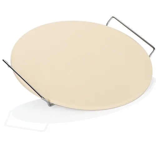 33cm Pizzasteinplatte mit Plattenheber, Pizza backen im Ofen oder Grill,