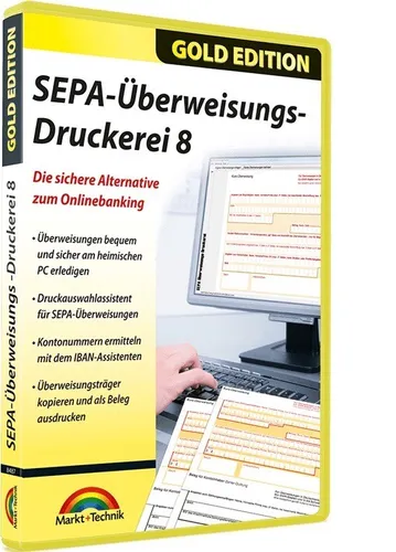 SEPA Überweisungs Druckerei 8 Gold Edition von Markt und Technik