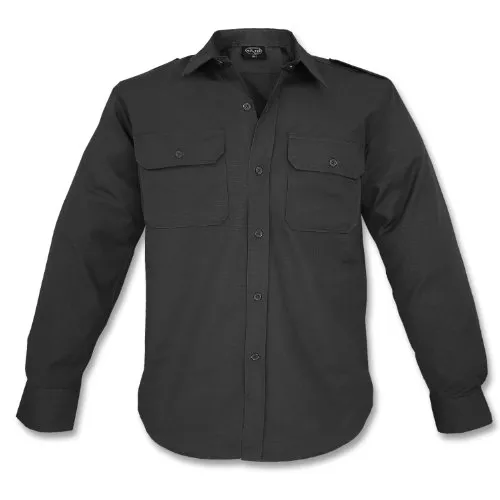 Mil-Tec Ripstop Hemd Schwarz XL - Robustes Design für Abenteuer - Ausrüstung & Zubehör: Strapazierfähiges Hemd mit Knopfmanschetten, verstärktem Kragen und zwei praktischen Brusttaschen für optimale Funktionalität.
