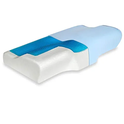Vitabo Ergonomisches Kopfkissen mit Gel-Auflage für Seitenschläfer - Ergonomisches Nackenstützkissen aus Viscoschaum, ideal für eine entspannte Schlafposition. Die spezielle Konturform und Gelauflage sorgen für perfekten Komfort und Druckentlastung. Atmungsaktiv und nachhaltig für erholsame Nächte.