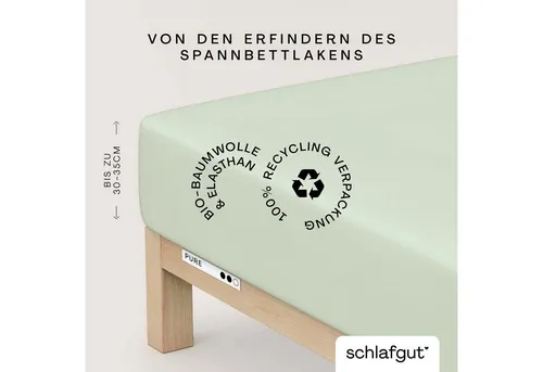 Schlafgut Spannbetttuch Pure, Hellgrün, 140-160x200-220 cm in grün von Schlafgut